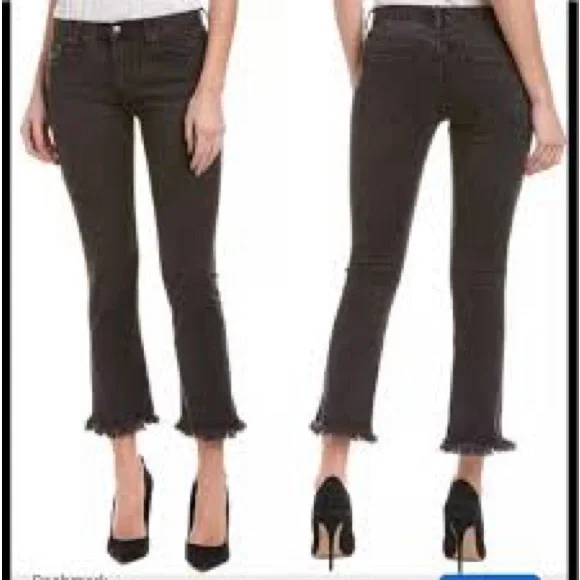 EVIDNT Los Angeles Hermosa Cropped Skinny Jeans Frayed Notched Hem Black NWT 24 - Picture 3 of 4